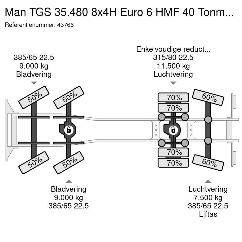 MAN TGS 35.480 8x4H Euro 6 HMF 40 Tonmeter laadkraan + Kranen voor alle terreinen