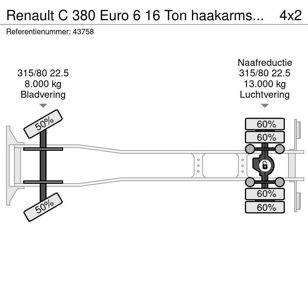 Renault C 380 Euro 6 16 Ton haakarmsysteem Vrachtwagen met containersysteem