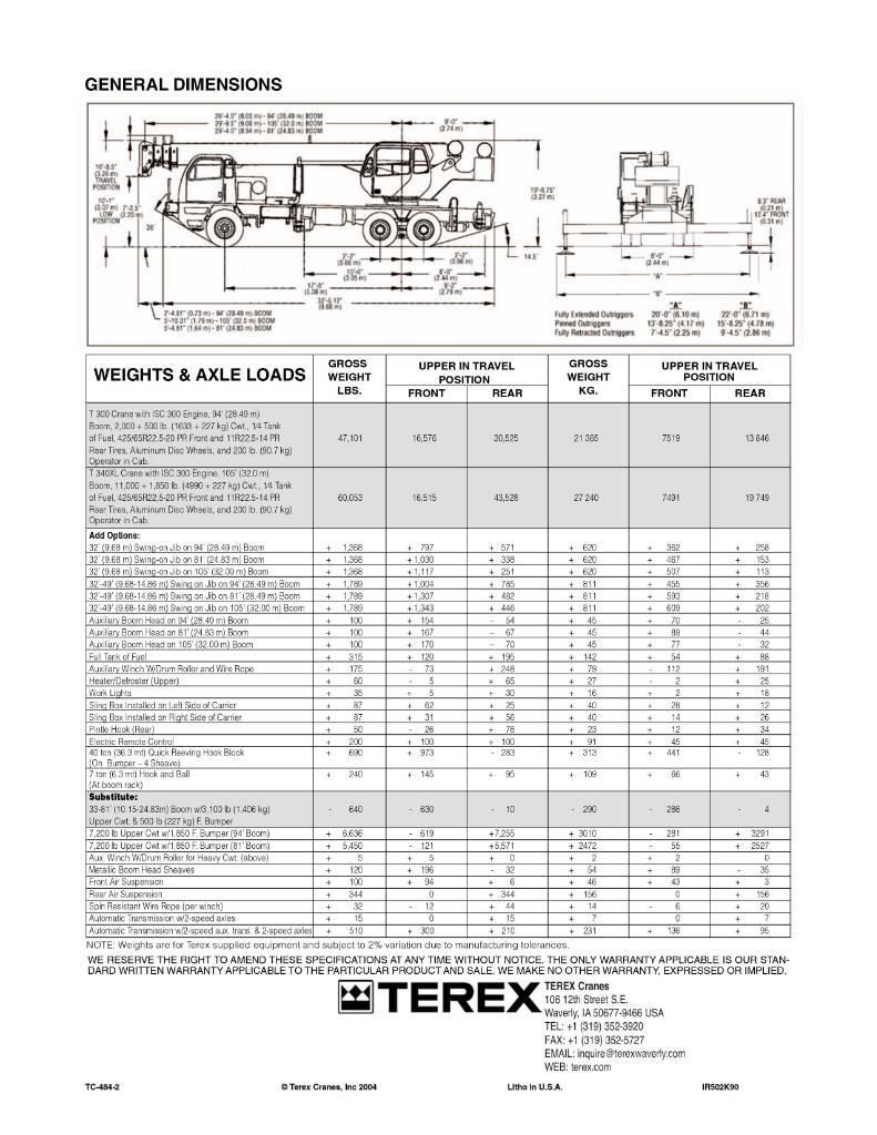 Terex T 335 Vlakke laadvloer met kraan