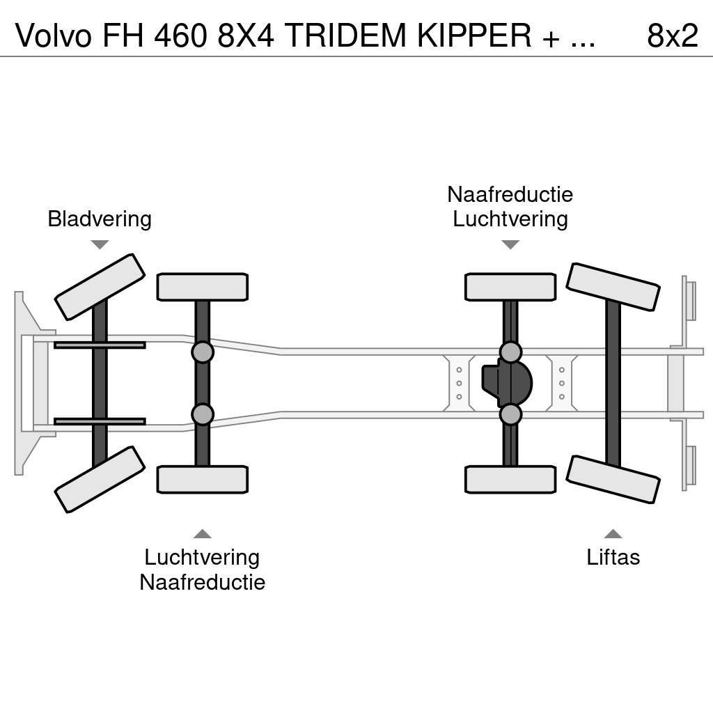 Volvo FH 460 8X4 TRIDEM KIPPER + KRAAN / FASSI F 275 / 2 Platte bakwagens