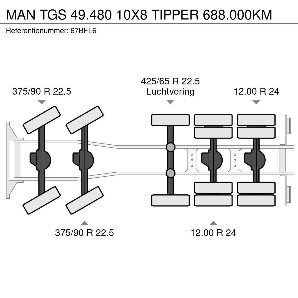 MAN TGS 49.480 10X8 TIPPER 688.000KM Kipper