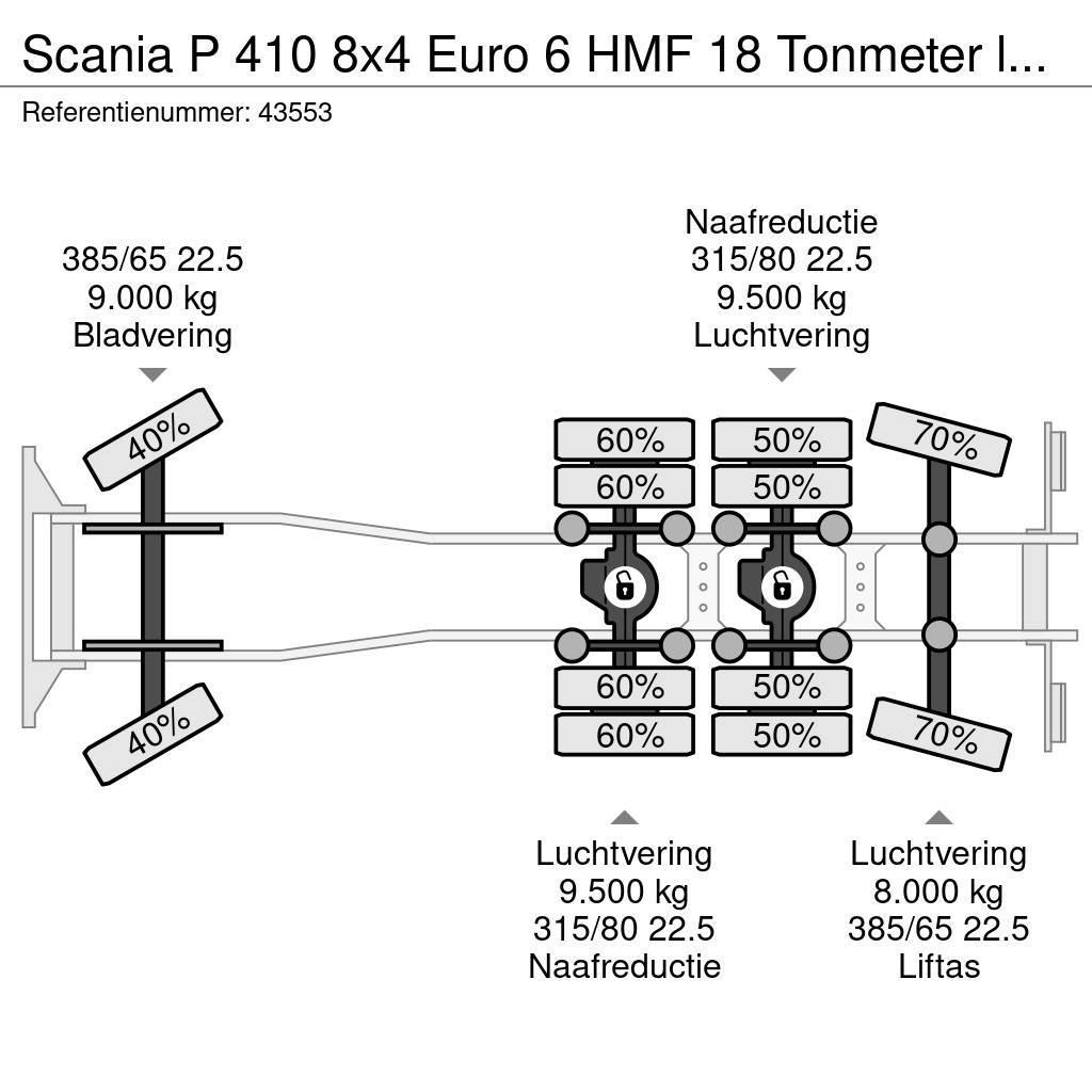 Scania P 410 8x4 Euro 6 HMF 18 Tonmeter laadkraan Kipper