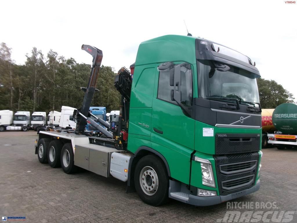 Volvo FH 540 8X4 + HMF 1520 K5 crane + Hiab 24t containe Vrachtwagen met containersysteem