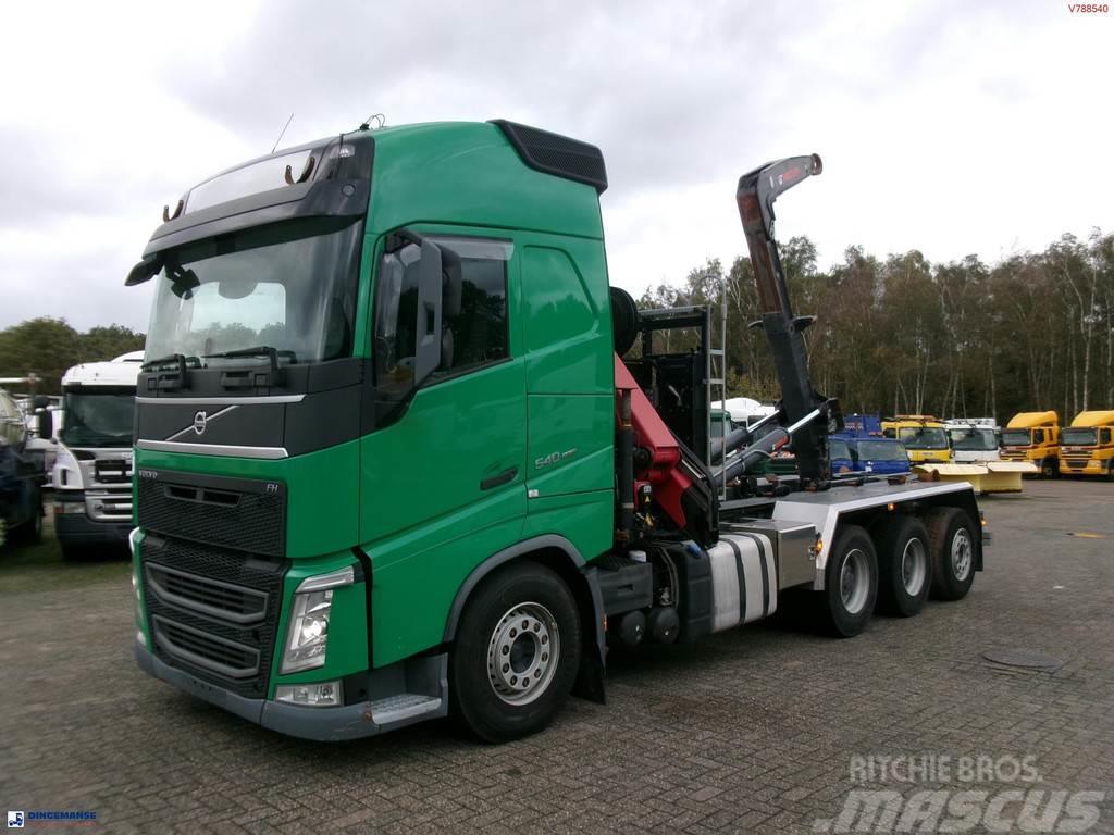 Volvo FH 540 8X4 + HMF 1520 K5 crane + Hiab 24t containe Vrachtwagen met containersysteem