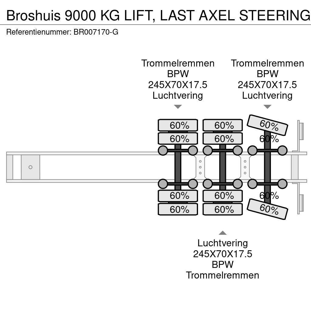 Broshuis 9000 KG LIFT, LAST AXEL STEERING Diepladers