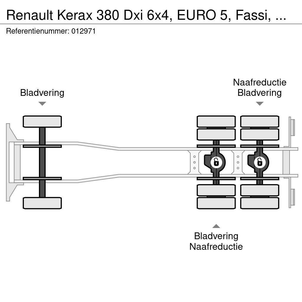 Renault Kerax 380 Dxi 6x4, EURO 5, Fassi, Remote, Steel su Platte bakwagens
