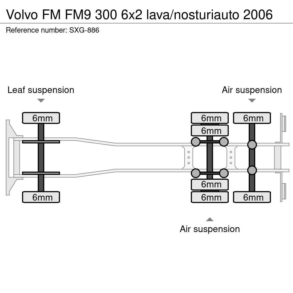 Volvo FM FM9 300 6x2 lava/nosturiauto 2006 Platte bakwagens