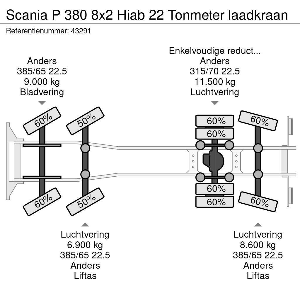 Scania P 380 8x2 Hiab 22 Tonmeter laadkraan Vrachtwagen met containersysteem