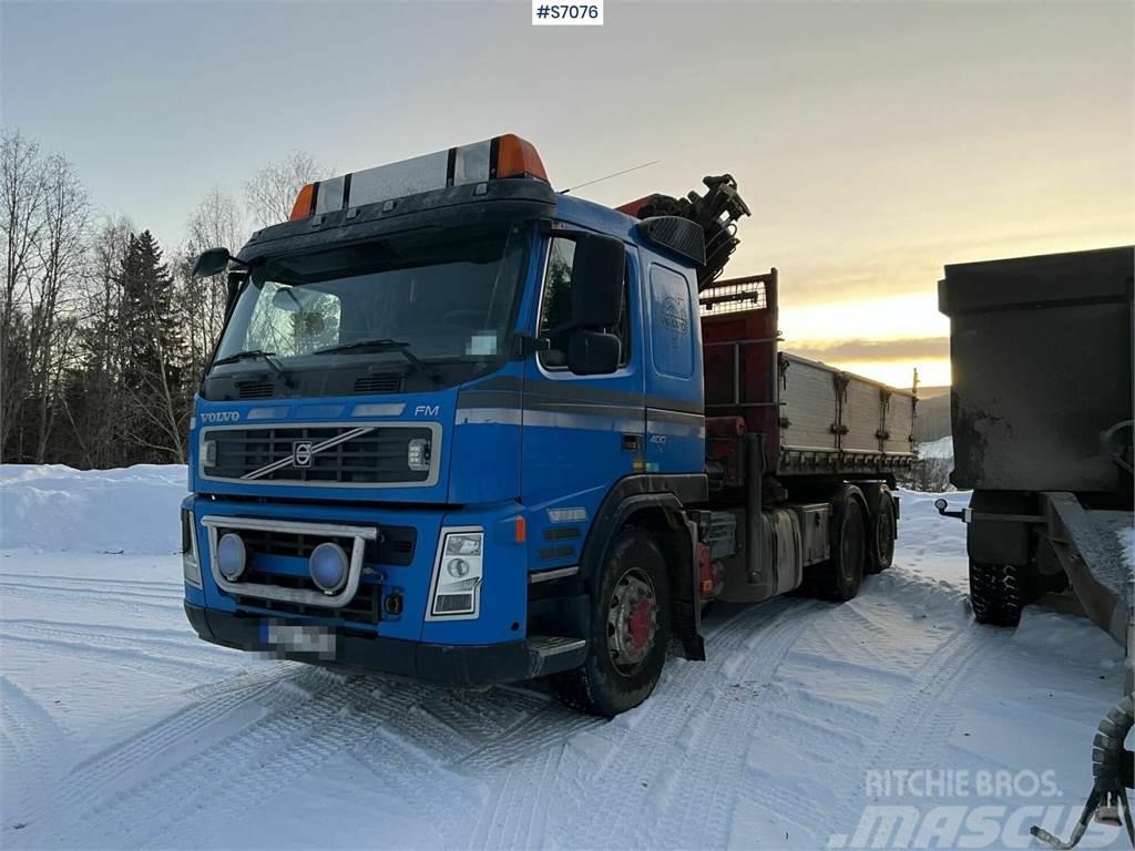 Volvo FM400 6*2 Crane Truck with tiltable flatbed + Palf Vlakke laadvloer met kraan