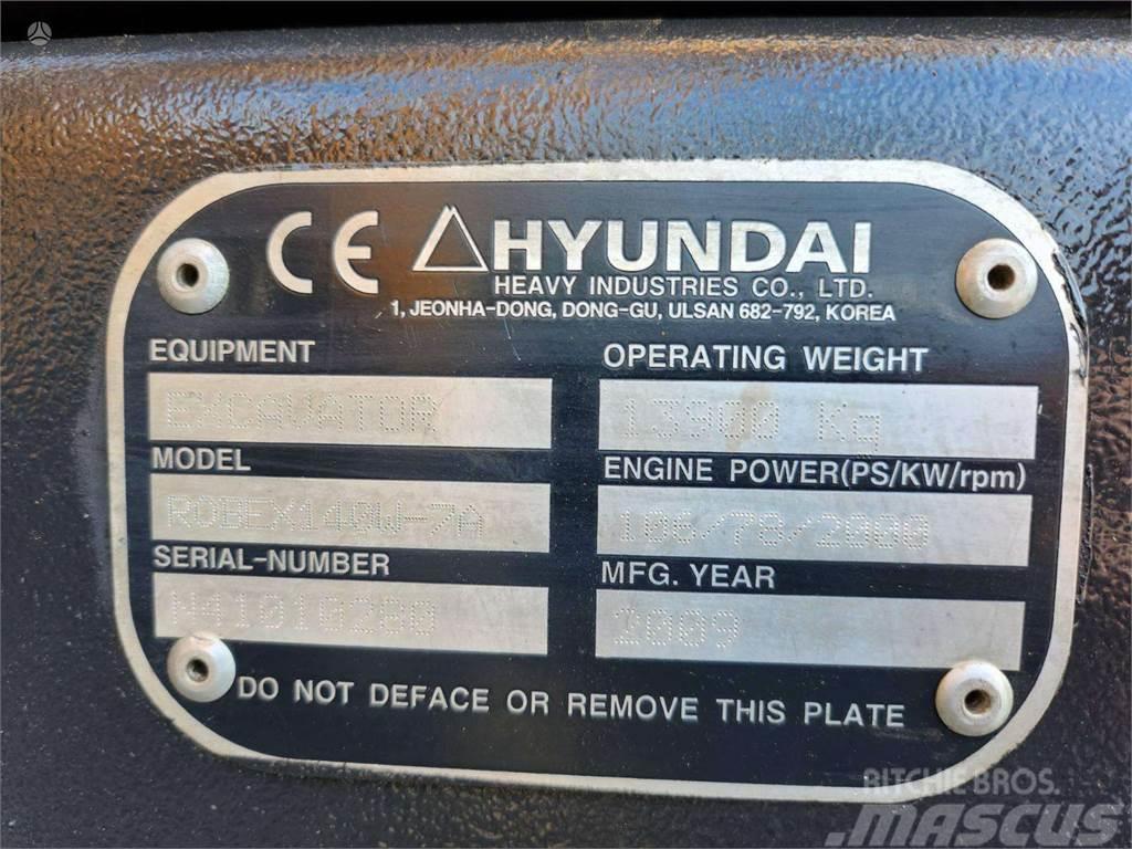 Hyundai Robex 140W-7A ROTOTILTAS + KAU Rupsgraafmachines