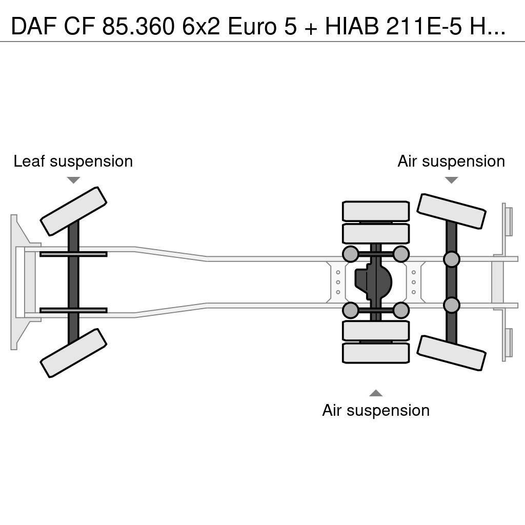 DAF CF 85.360 6x2 Euro 5 + HIAB 211E-5 HIPRO Platte bakwagens