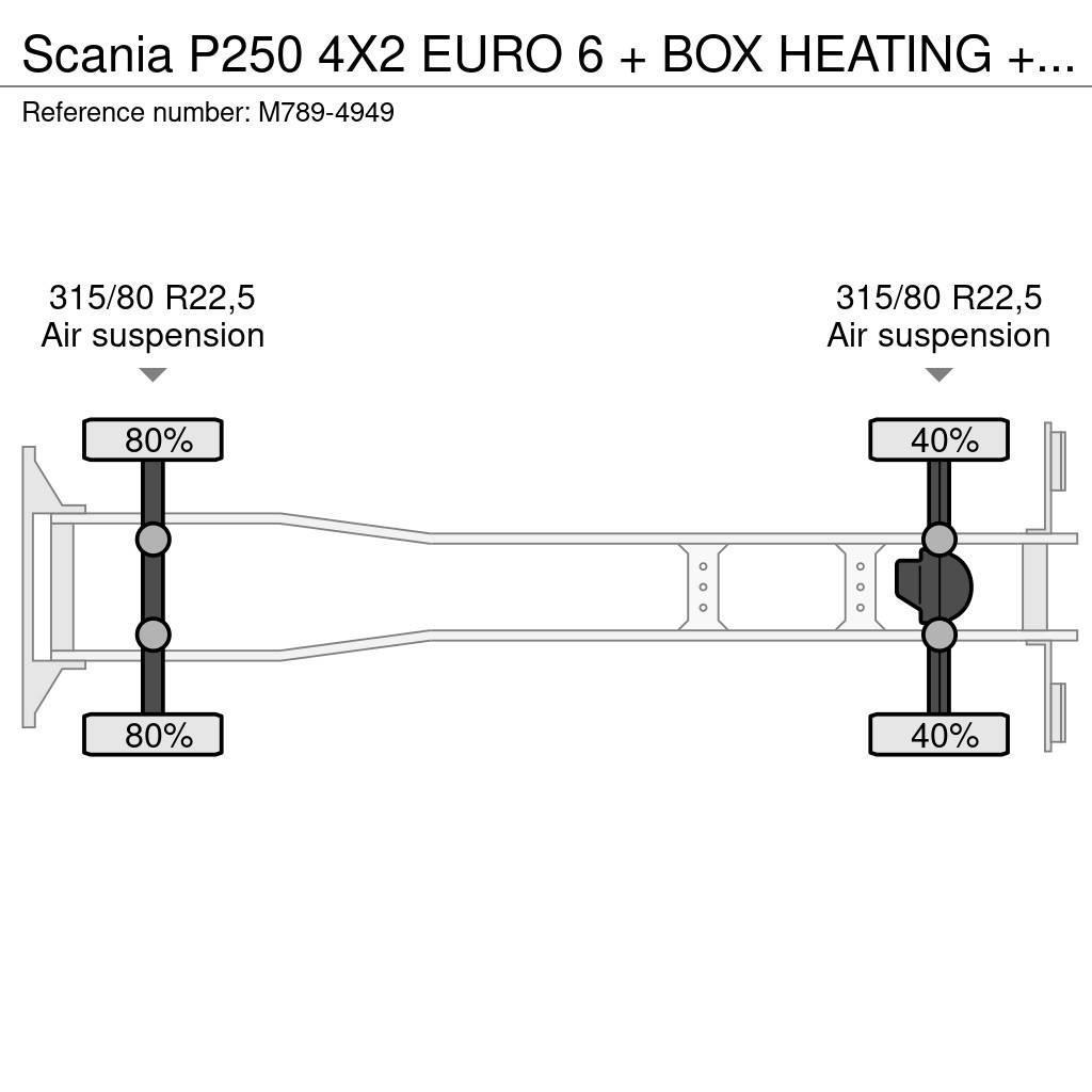 Scania P250 4X2 EURO 6 + BOX HEATING + SIDE OPENING BOX + Bakwagens met gesloten opbouw