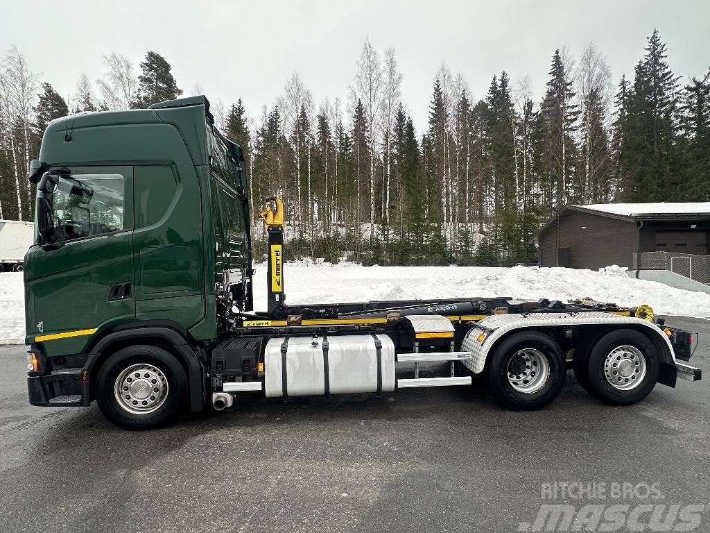 Scania S500 6x2*4 Marrel koukkulaitteella Vrachtwagen met containersysteem