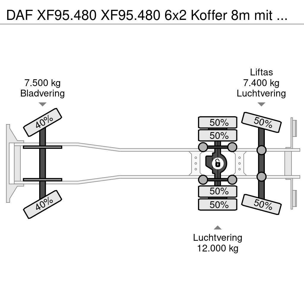 DAF XF95.480 XF95.480 6x2 Koffer 8m mit LBW Bakwagens met gesloten opbouw
