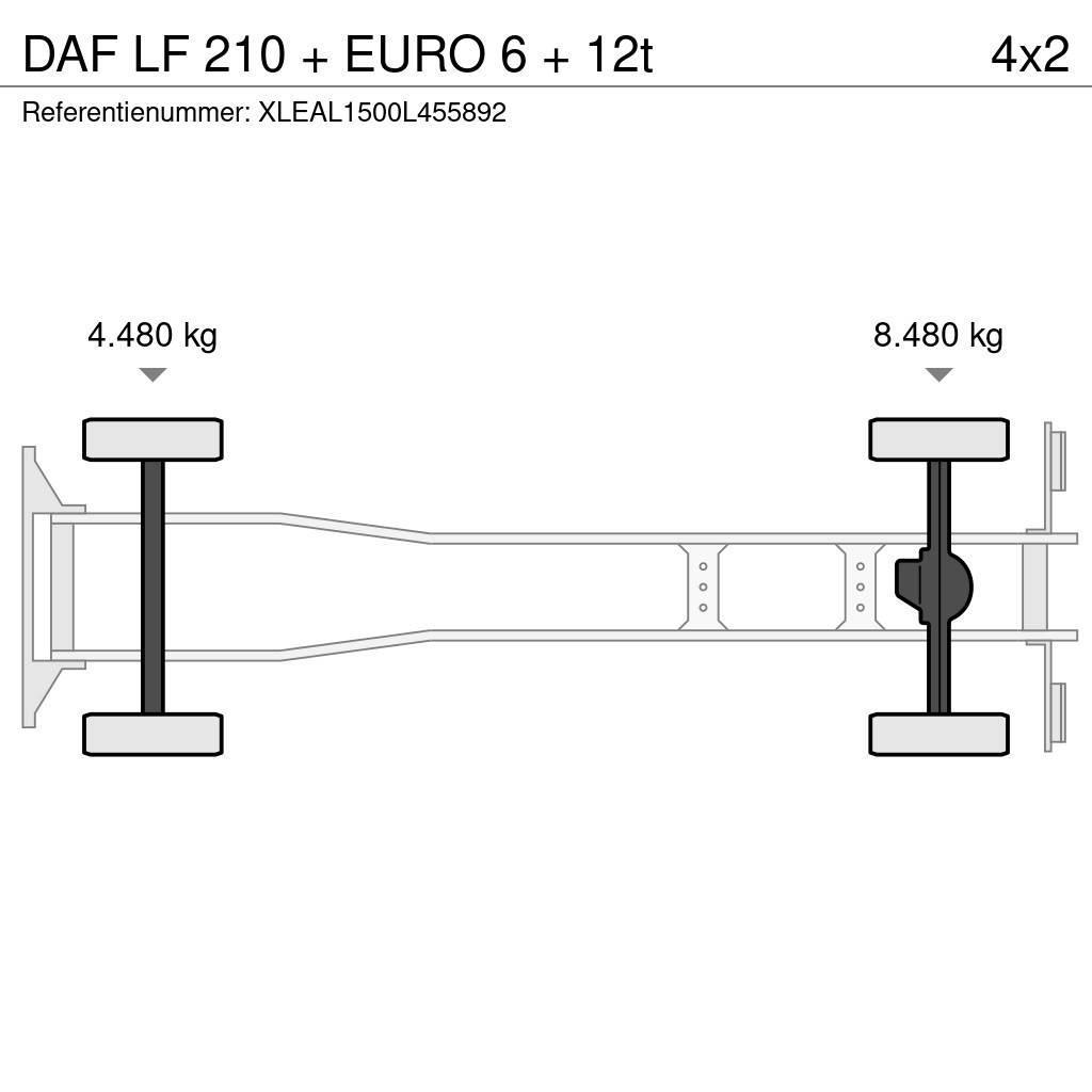 DAF LF 210 + EURO 6 + 12t Bakwagens met gesloten opbouw