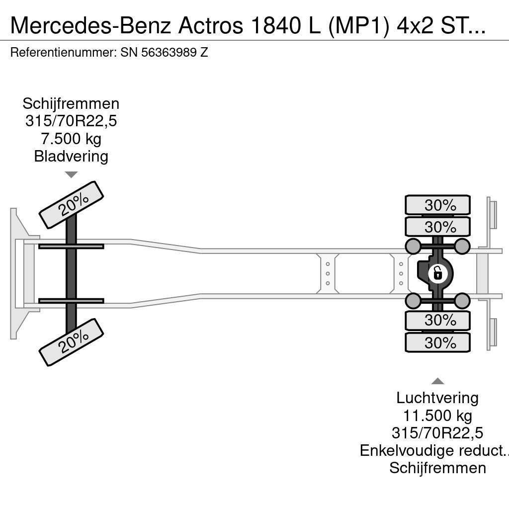 Mercedes-Benz Actros 1840 L (MP1) 4x2 STEEL-AIR SUSPENSION (EPS Platte bakwagens