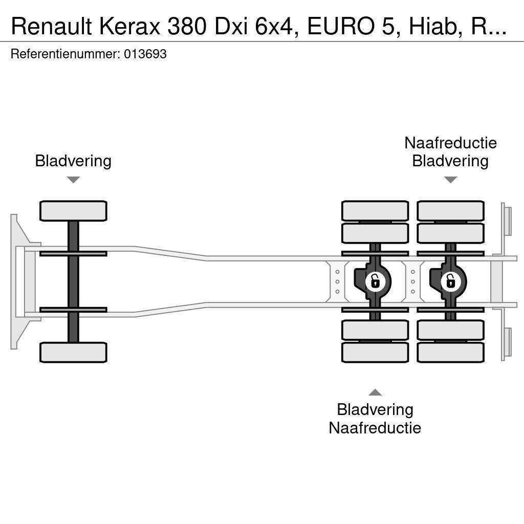 Renault Kerax 380 Dxi 6x4, EURO 5, Hiab, Remote, Steel Sus Platte bakwagens