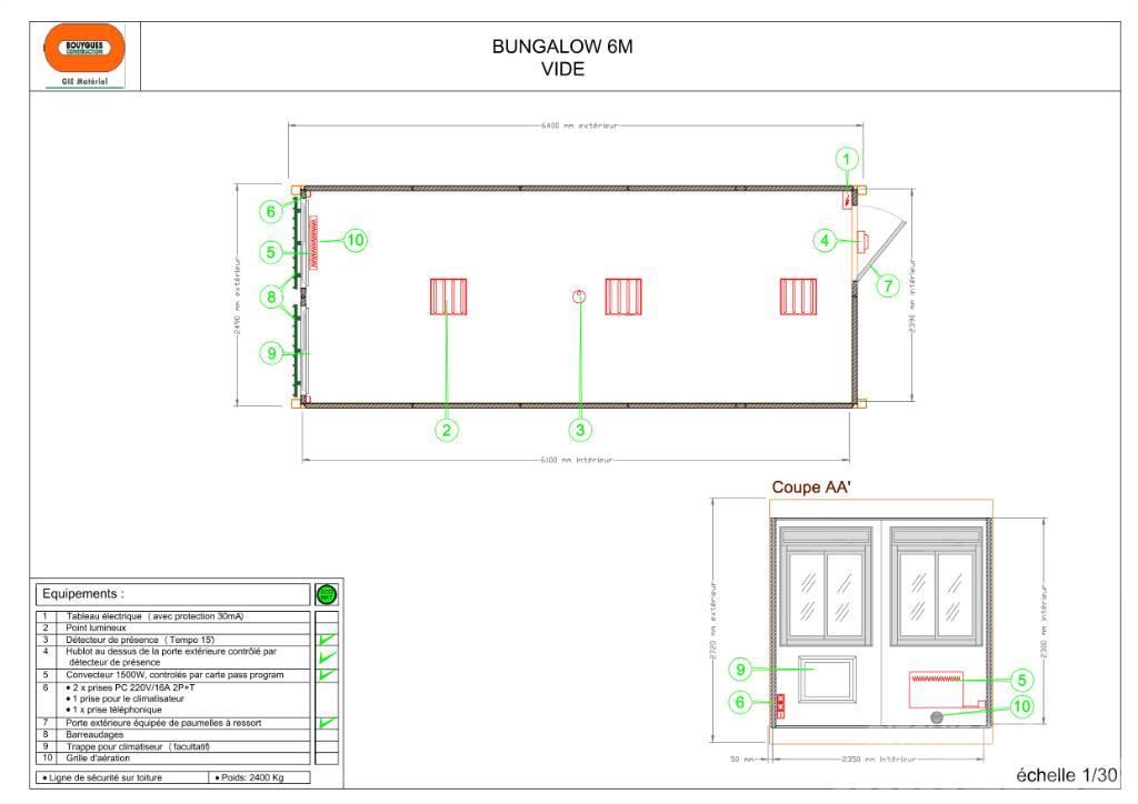  Bungalow 6 m Bureau vide Bouwkeet