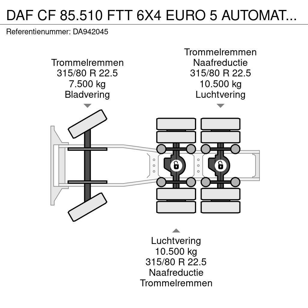 DAF CF 85.510 FTT 6X4 EURO 5 AUTOMATIC + ZF INTARDER + Trekkers