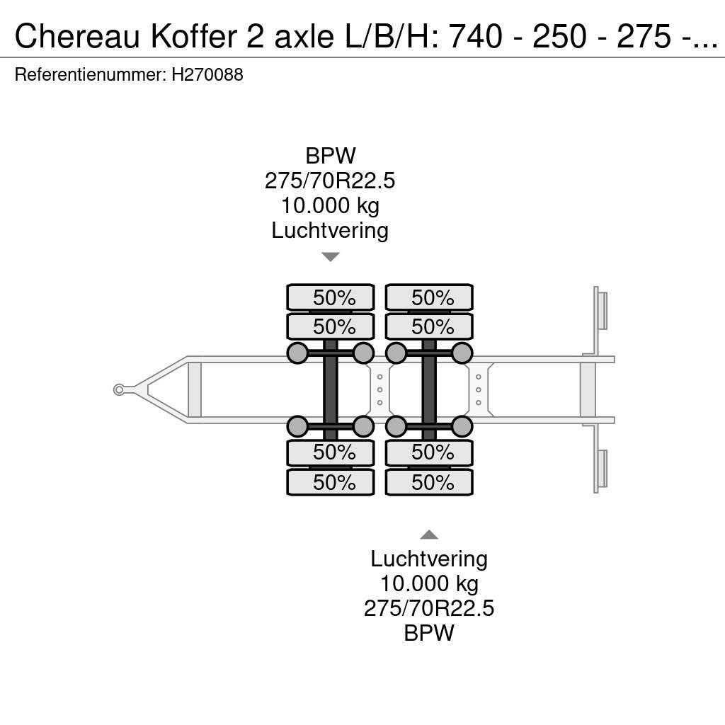 Chereau Koffer 2 axle L/B/H: 740 - 250 - 275 - BPW Axle Gesloten opbouw trailers