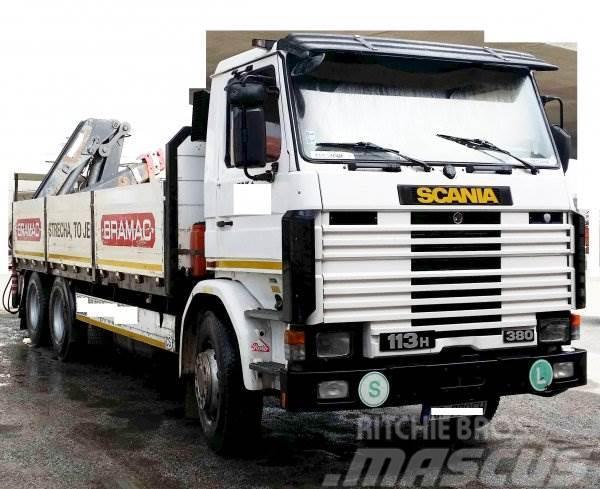 Scania R113 H 380 +Hiab 125.2 Vlakke laadvloer met kraan