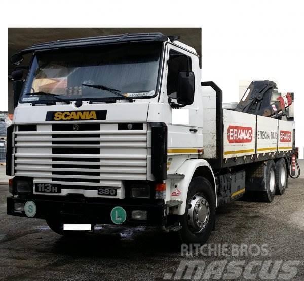 Scania R113 H 380 +Hiab 125.2 Vlakke laadvloer met kraan