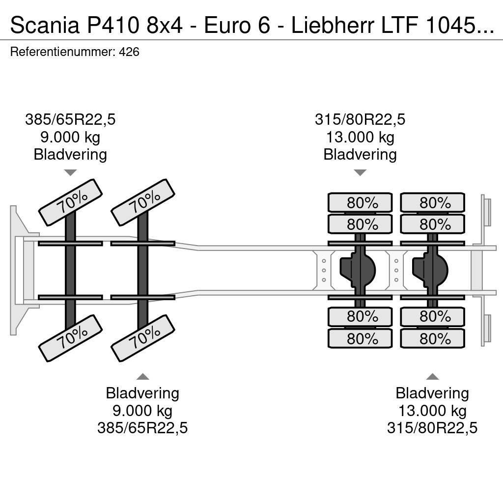 Scania P410 8x4 - Euro 6 - Liebherr LTF 1045-4.1 - Radio Kranen voor alle terreinen
