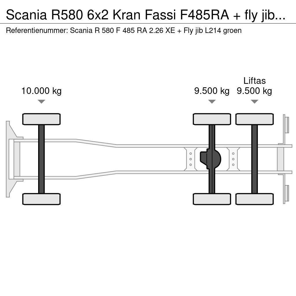 Scania R580 6x2 Kran Fassi F485RA + fly jib Euro 6 Kranen voor alle terreinen