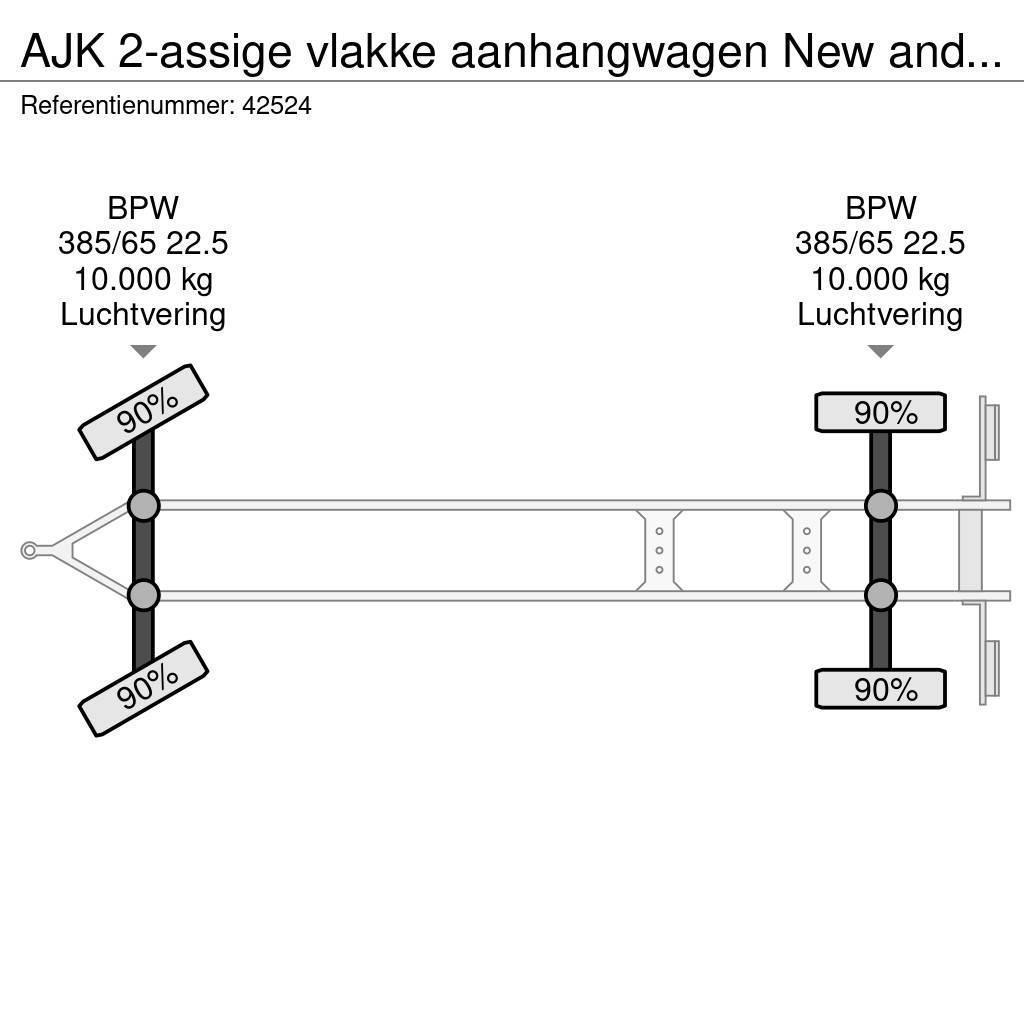 AJK 2-assige vlakke aanhangwagen New and Unused! Vlakke laadvloer