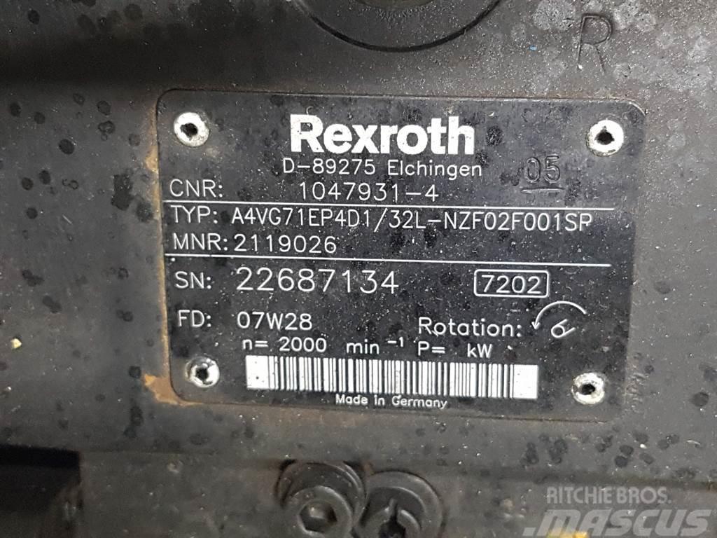 Rexroth A4VG71EP4D1/32L-R902119026-Drive pump/Fahrpumpe Hydraulics
