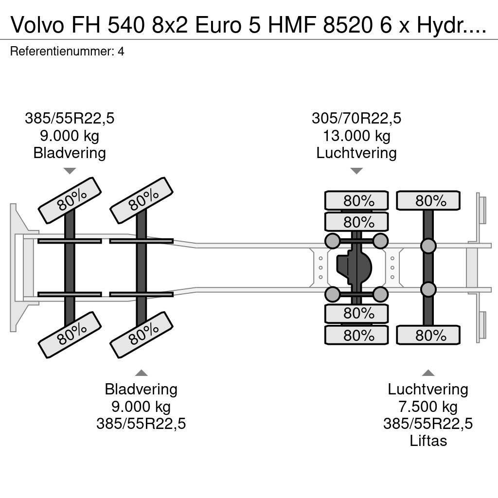 Volvo FH 540 8x2 Euro 5 HMF 8520 6 x Hydr. Jip 6 x Hydr. Kranen voor alle terreinen