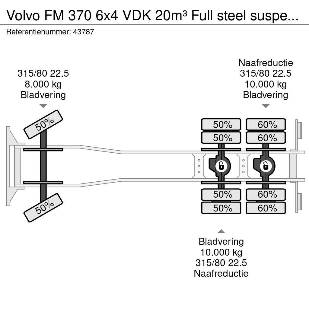 Volvo FM 370 6x4 VDK 20m³ Full steel suspension Vuilniswagens
