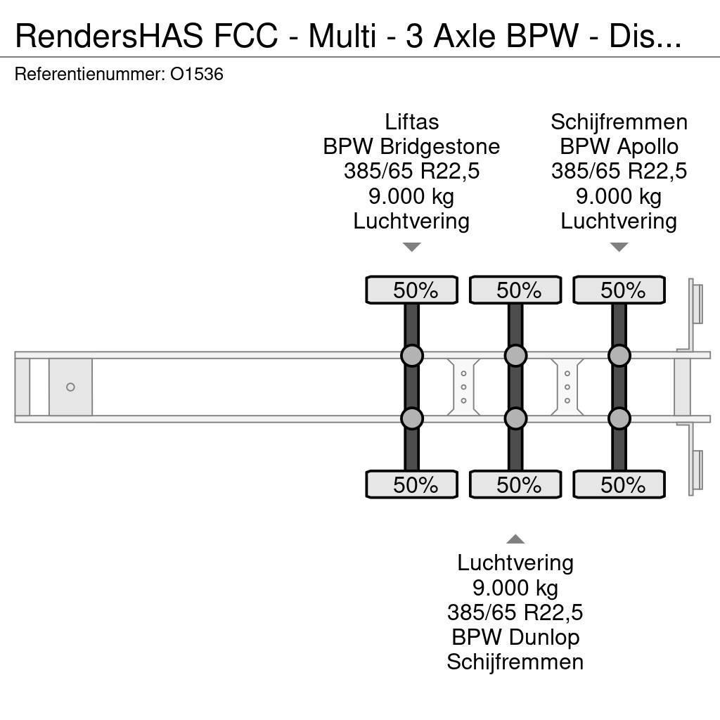 Renders HAS FCC - Multi - 3 Axle BPW - DiscBrakes - LiftAx Containerchassis