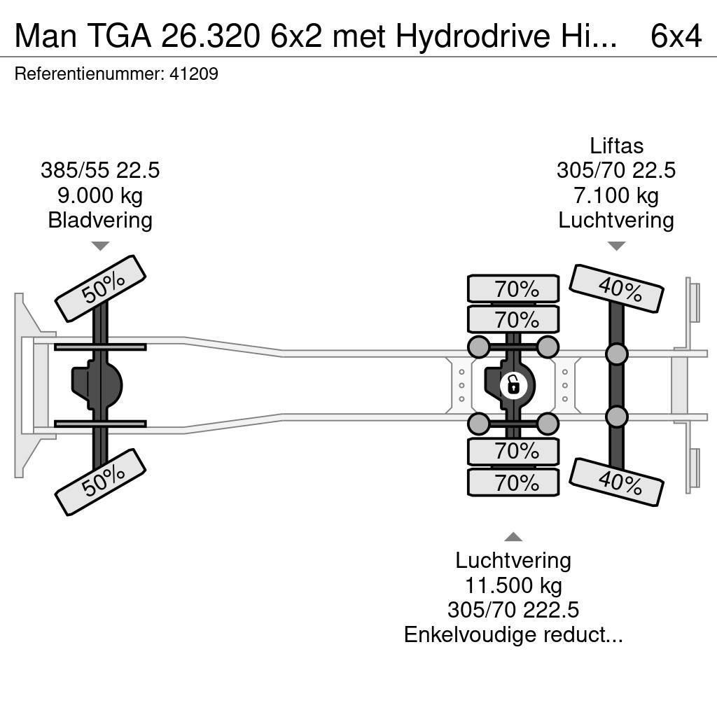 MAN TGA 26.320 6x2 met Hydrodrive Hiab 12 Tonmeter laa Vrachtwagen met containersysteem