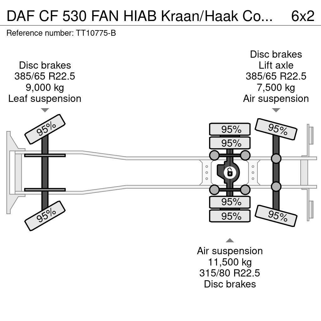 DAF CF 530 FAN HIAB Kraan/Haak Combikeuring 12-2030 Kranen voor alle terreinen