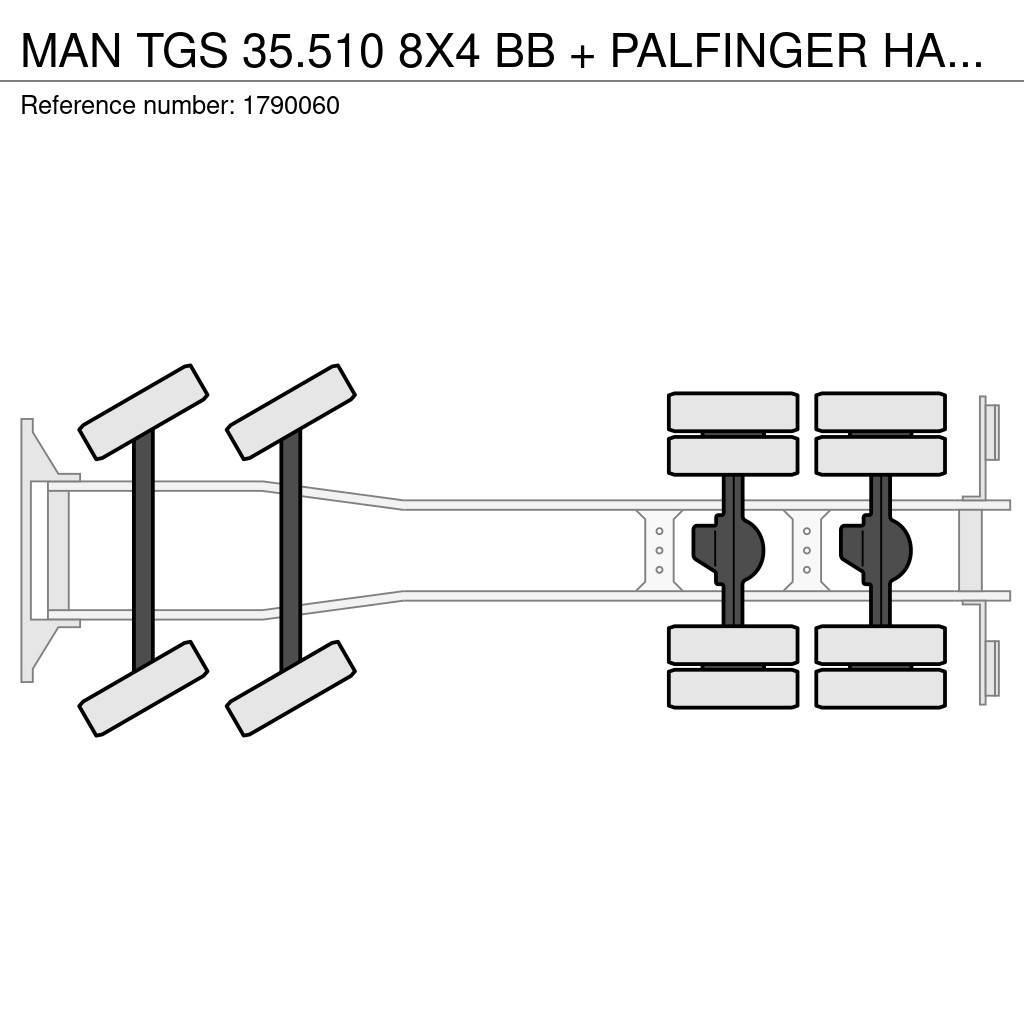 MAN TGS 35.510 8X4 BB + PALFINGER HAAKARMSYSTEEM + PAL Vlakke laadvloer met kraan