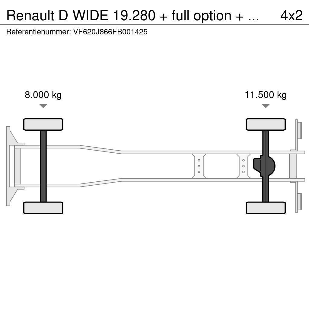 Renault D WIDE 19.280 + full option + REMOTE + EURO 6 HIAB Portaalsysteem vrachtwagens