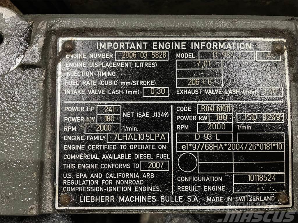 Liebherr D934L A6 motor ex. Liebherr HS835HD kran Motoren