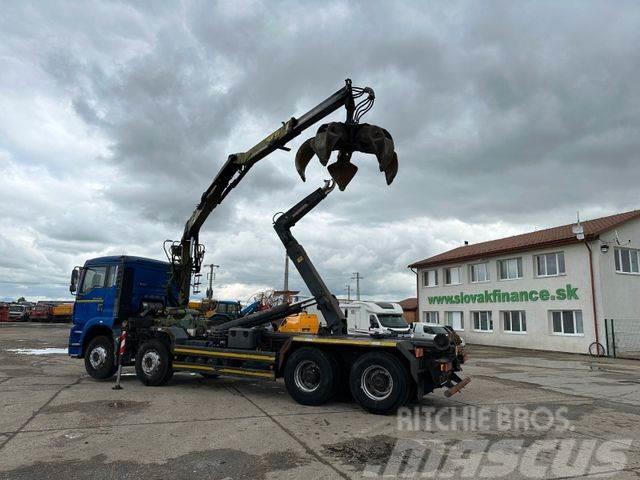 MAN TGA 41.460 for containers and scrap + crane 8x4 Vlakke laadvloer met kraan