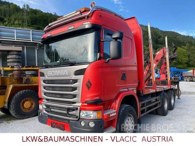 Scania G490 Holztransporter mit Kran Hout-Bakwagens