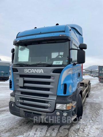 Scania R 500 V8 LB 6X2 MNA ABROLLER GELENKTEACHSE Vrachtwagen met containersysteem
